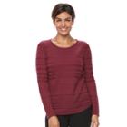 Women's Croft & Barrow&reg; Long Sleeve Curved Hem Sweater, Size: Xs, Red Overfl