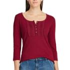 Women's Chaps Lace-trim Top, Size: Large, Red