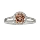 Sterling Silver 1/10-ct. T.w. Red Diamond Cluster Ring, Women's, Size: 7