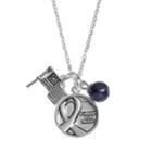 Love This Life Sodalite Silver-plated Flag & Support Our Troops Disc Charm Pendant Necklace, Women's, Grey