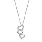 Sterling Silver 1/10 Carat T.w. Diamond Triple Heart Pendant, Women's, Size: 18, White
