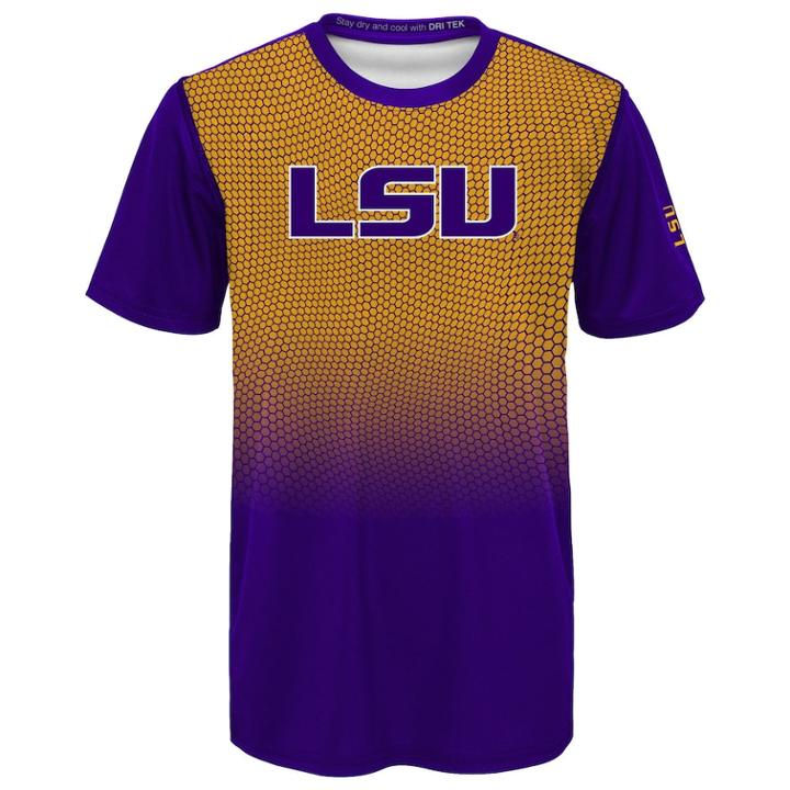 Boys 8-20 Lsu Tigers Bitmapped Dri-tek Tee, Size: L 14-16, Purple