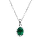 Tiara Sterling Silver Lab-created Emerald Oval Pendant, Women's, Size: 18, Green