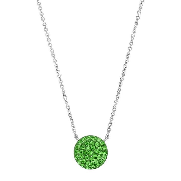 Silver Luxuries Silver Tone Crystal Disc Pendant Necklace, Women's, Green