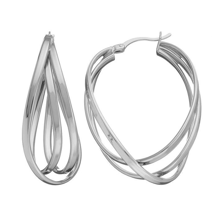 Amore By Simone I. Smith Sterling Silver Interlock Oval Hoop Earrings, Women's