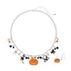 Halloween Charm Necklace & Pumpkin Drop Earring Set, Women's, Multicolor