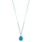 Chaps Long Beaded Simulated Turquoise Teardrop Necklace, Women's, Turq/aqua