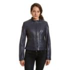Women's Excelled Leather Motorcycle Jacket, Size: Large, Blue