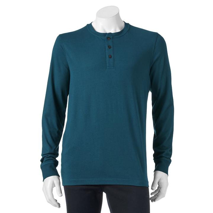 Men's Croft & Barrow&reg; Classic-fit Easy-care Henley, Size: Xxl, Dark Blue
