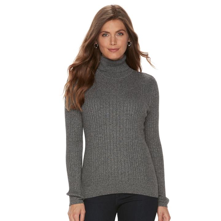 Petite Croft & Barrow&reg; Ribbed Turtleneck Sweater, Women's, Size: M Petite, Light Blue