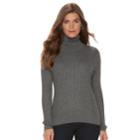 Petite Croft & Barrow&reg; Ribbed Turtleneck Sweater, Women's, Size: M Petite, Light Blue
