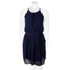 Juniors' Plus Size Iz Byer Belted Scallop Skater Dress, Teens, Size: 3xl, Blue (navy)