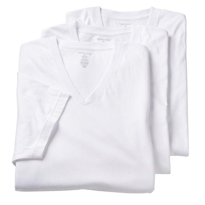 Men's Van Heusen 3-pack Classic-fit V-neck Tees, Size: Large, White