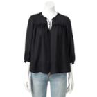 Women's Elle&trade; Ruffle Front Tassel Top, Size: Xs, Black