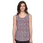 Women's Croft & Barrow&reg; Print Shirred Tank, Size: Small, Dark Pink