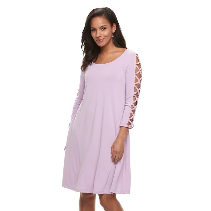 Women's Nina Leonard Strappy-sleeve Shift Dress, Size: Large, Lt Purple