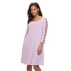 Women's Nina Leonard Strappy-sleeve Shift Dress, Size: Large, Lt Purple