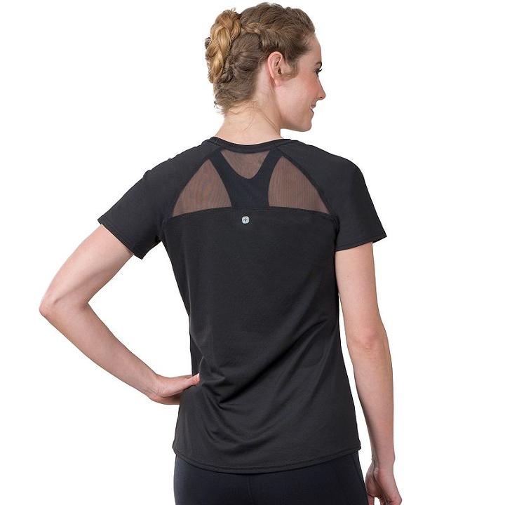 Women's Soybu Endurance Peek-a-boo Racerback Short Sleeve Tee, Size: Small, Black