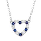 Lab-created Blue & White Sapphire Sterling Silver Heart Necklace, Women's, Size: 18