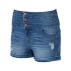 Juniors' Tinseltown Triple Stack Denim Shortie Shorts, Girl's, Size: 3, Blue (navy)