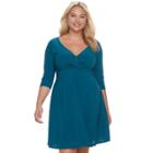 Juniors' Plus Size Wrapper Twist Front Dress, Teens, Size: 3xl, Brt Blue