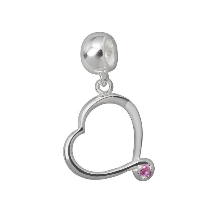 Individuality Beads Sterling Silver Cubic Zirconia Swirl Heart Charm, Women's, Pink