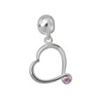Individuality Beads Sterling Silver Cubic Zirconia Swirl Heart Charm, Women's, Pink