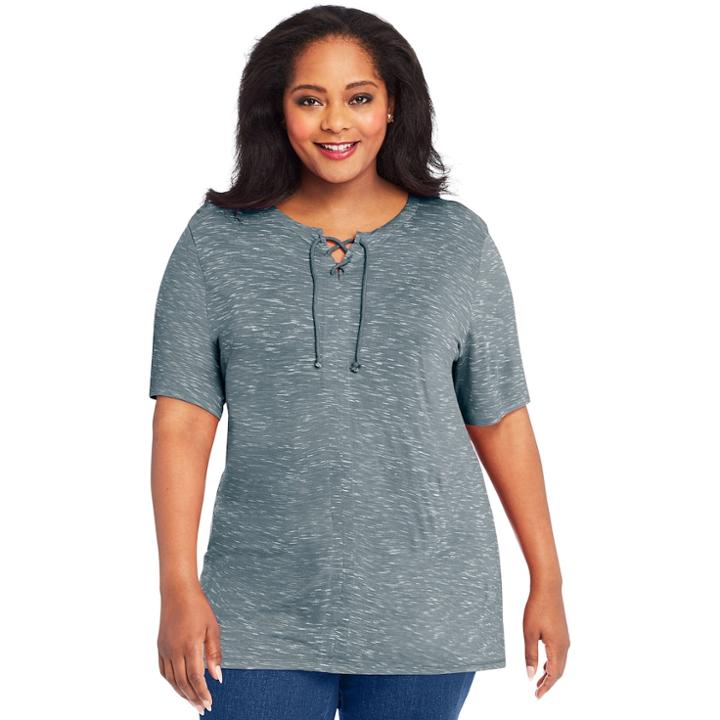 Plus Size Just My Size Lace-up Space-dye Top, Women's, Size: 4xl, Light Grey