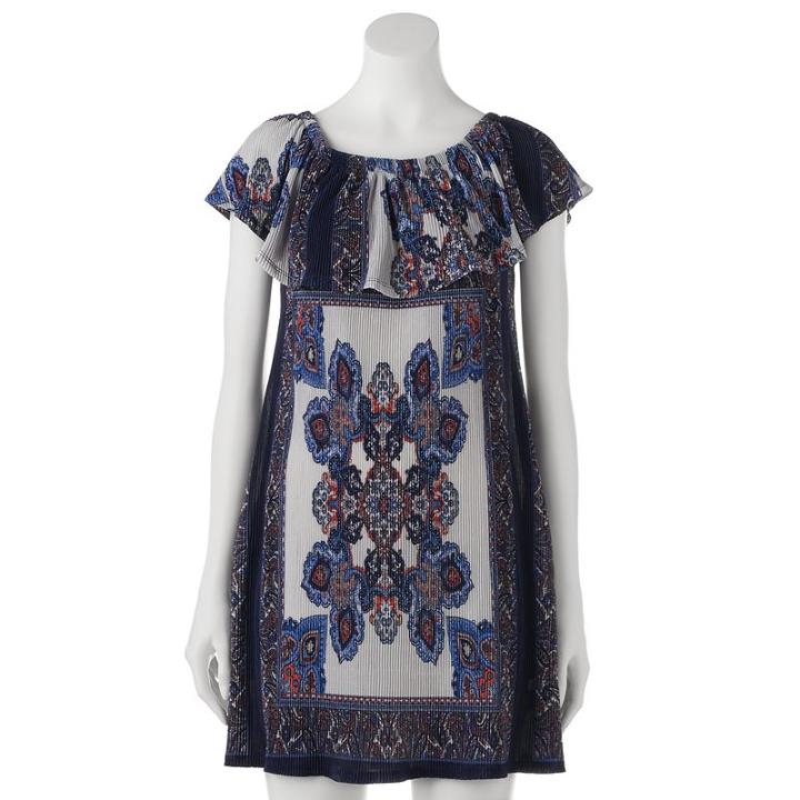 Juniors' Trixxi Off The Shoulder Shift Dress, Girl's, Size: Large, Blue (navy)