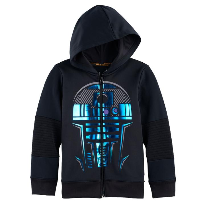 Boys 4-7x Star Wars A Collection For Kohl's Foiled R2d2 Zip Hoodie, Size: 5, Black