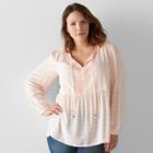 Plus Size Sonoma Goods For Life Embroidered Peasant Top, Women's, Size: 1xl, Lt Orange