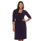 Plus Size Chaps Solid Knot-front Empire Dress, Women's, Size: 18 W, Purple