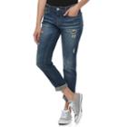 Juniors' Unionbay Steph Distressed Boyfriend Jeans, Teens, Size: 5, Dark Blue