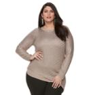 Plus Size Apt. 9&reg; Asymmetrical Lurex Sweater, Women's, Size: 0x, Brown Oth
