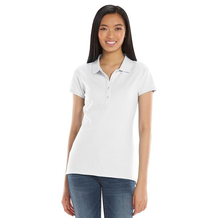 So&reg; Solid School Uniform Juniors' Polo, Girl's, Size: Small, White