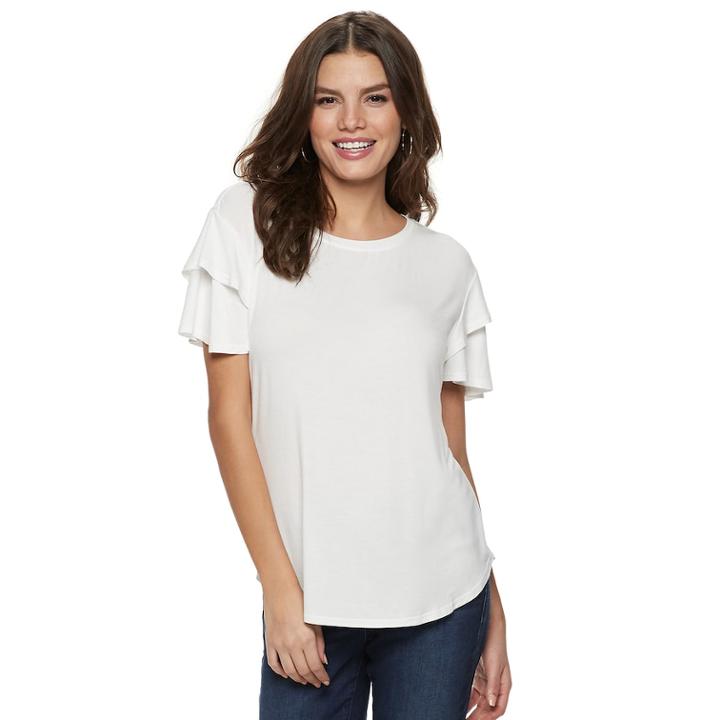Women's Apt. 9&reg; Ruffle Tee, Size: Large, Natural