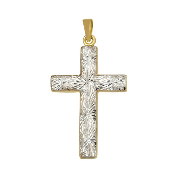 Everlasting Gold 10k Gold Two Tone Reversible Cross Pendant, Women's, Yellow