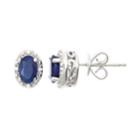 Sterling Silver Sapphire & Diamond Accent Oval Halo Stud Earrings, Women's, Blue