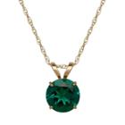 Everlasting Gold Lab-created Emerald 10k Gold Pendant Necklace, Women's, Green