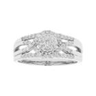 10k Gold 3/8 Carat T.w. Diamond Cluster Multi Row Engagement Ring, Women's, Size: 9.50, White