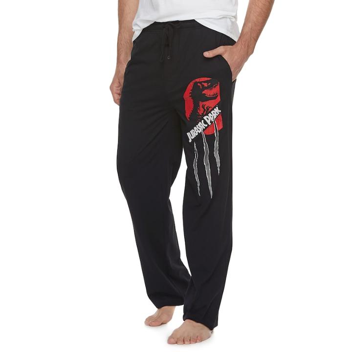Men's Jurassic Park Lounge Pants, Size: Large, Black