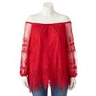 Juniors' Plus Size Heartsoul Off The Shoulder Crochet Top, Girl's, Size: 3xl, Red