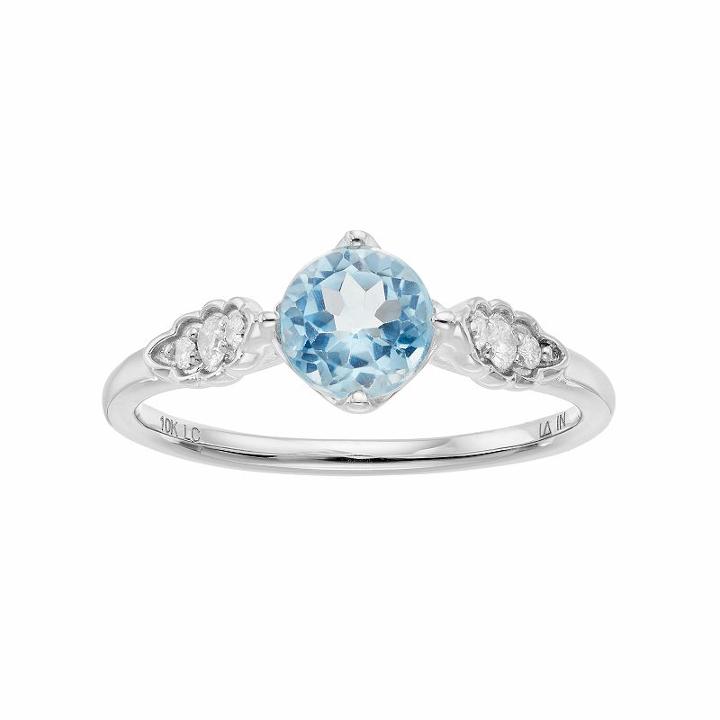 Lc Lauren Conrad 10k White Gold Blue Topaz & 1/10 Carat T.w. Diamond Ring, Women's, Size: 9
