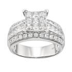 Diamond Square Engagement Ring In 10k White Gold (1 1/2 Carat T.w.), Women's, Size: 7