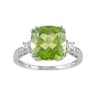 Peridot, Lab-created White Sapphire & Diamond Accent 10k White Gold Ring, Women's, Size: 5, Green