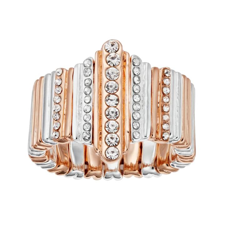Jennifer Lopez Tri Tone Pave Stretch Ring, Women's, Size: 7, Multicolor