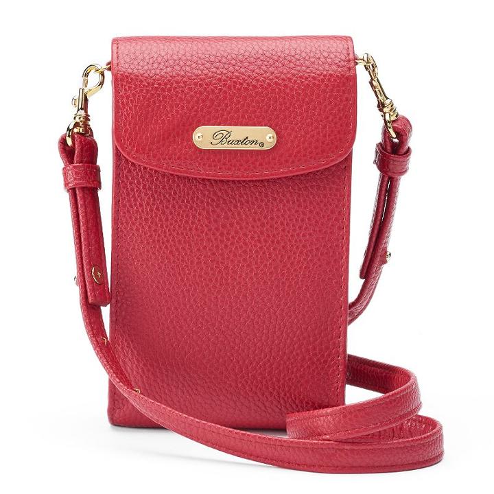 Buxton Pebbled Crossbody Cell Phone Bag, Women's, Med Red