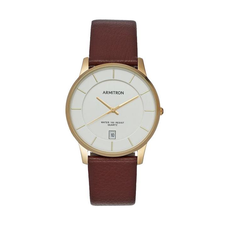 Armitron Men's Leather Watch - 20/5190svgpbn, Brown