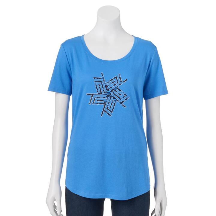 Women's Tek Gear&reg; Short Sleeve Scoopneck Tee, Size: Small, Med Blue