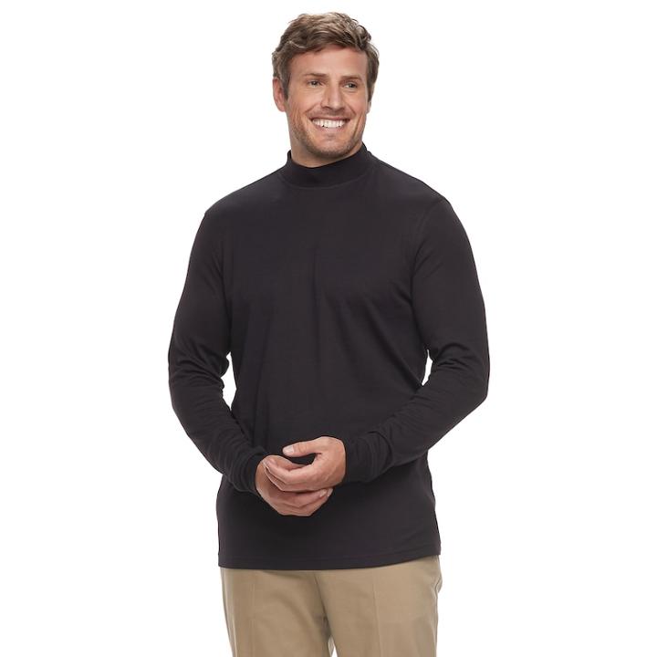 Big & Tall Croft & Barrow&reg; Classic-fit Easy-care Mockneck Pullover, Men's, Size: Xl Tall, Black